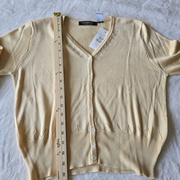 NWT Women's  100% Silk Cardigan S Butter Yellow Layering Minimalist Quiet luxury - Picture 6 of 8